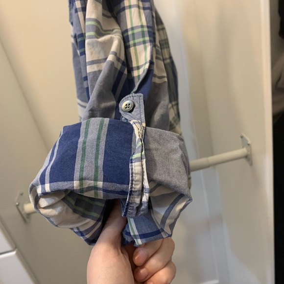 DKNY Blue plaid mens LG button up. Used and loved. - Picture 6 of 6